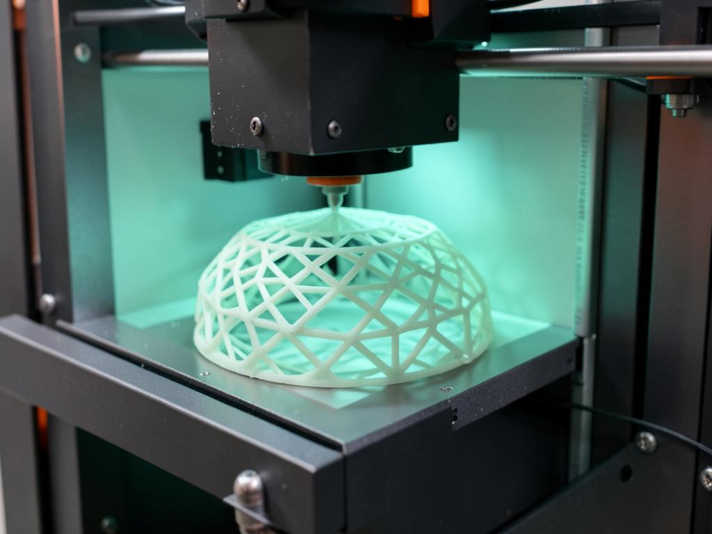 Industrial 3D printer building a lattice polymer component
